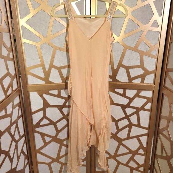 NWOT ELEY KISHIMOTO Silk Beaded Silver & Peach Evening Dress - Picture 10 of 14